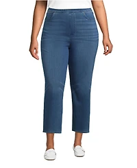 Lands' End Plus Size Starfish High Rise Knit Denim Straight Crop Jeans