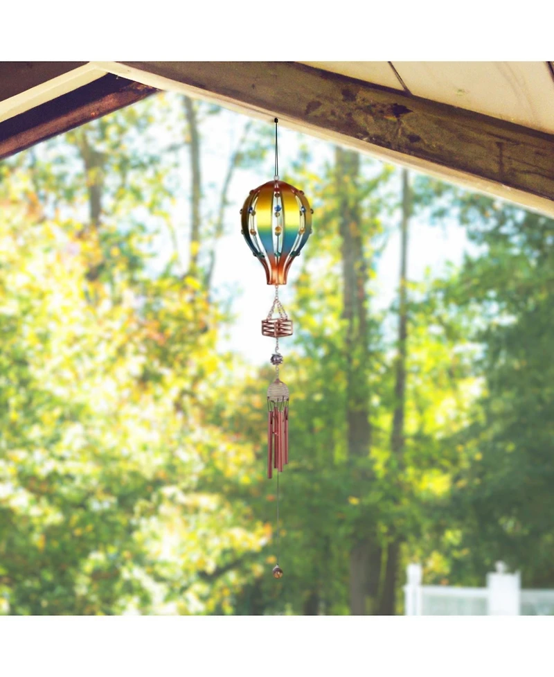 34" Long Blue and Gold Air Balloon with Copper Gem