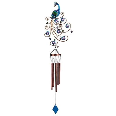 Fc Design 45" Long Blue Purple Peacock Wind Chime Home Decor Perfect Gift for House Warming, Holidays and Birthdays