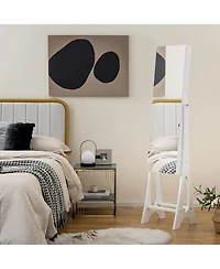 Costway Led Jewelry Cabinet Armoire with Bevel Edge Mirror Organizer Mirrored Standing