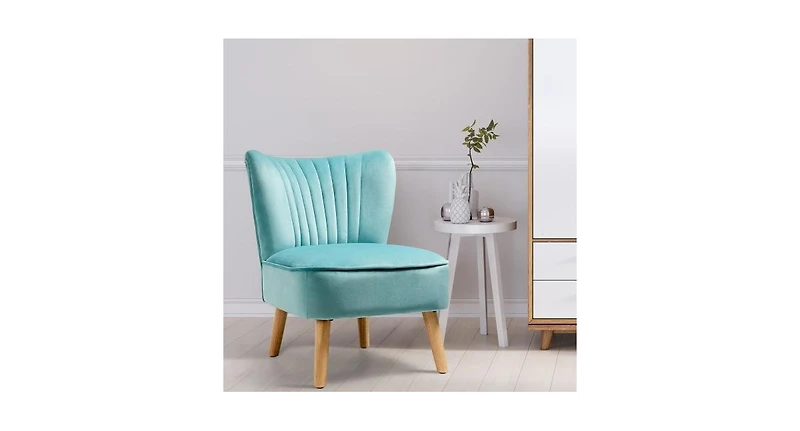 Modern Armless Velvet Accent Chair with Wood Legs
