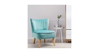 Modern Armless Velvet Accent Chair with Wood Legs