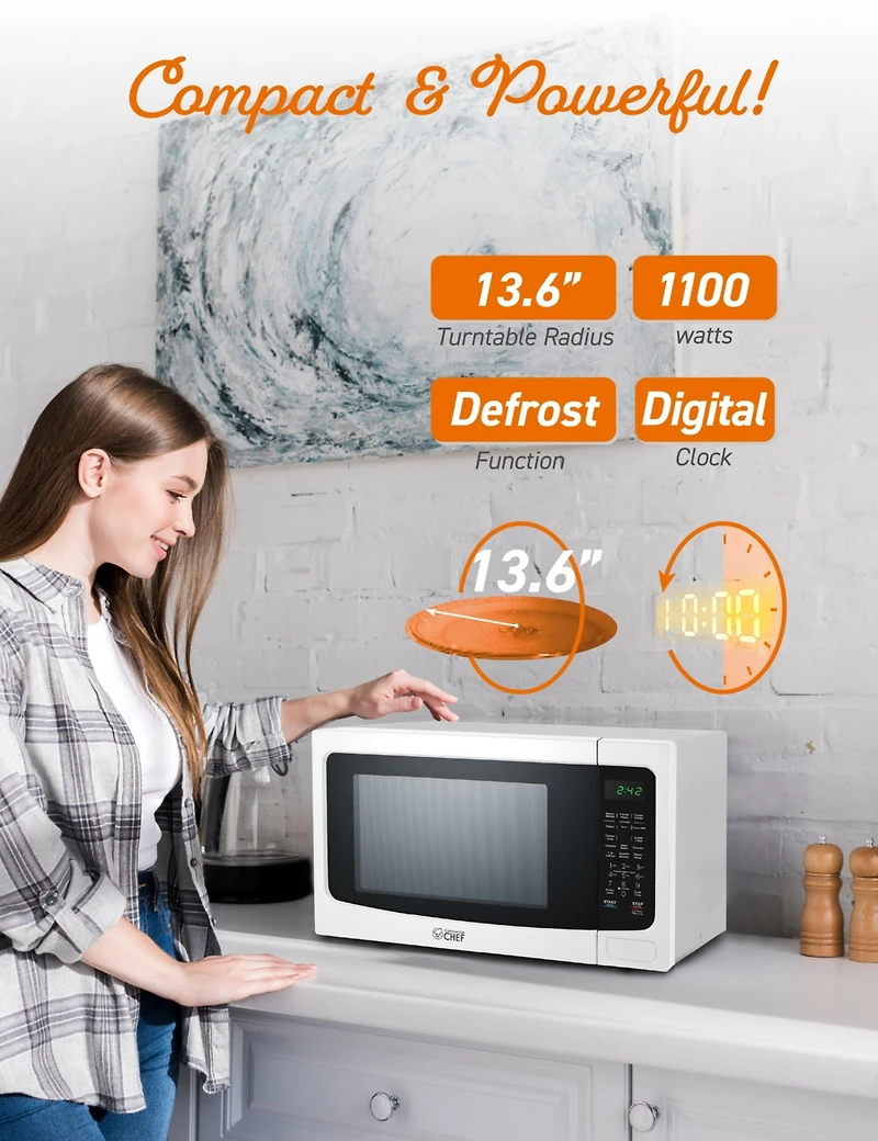 1.6 Cu. Ft. Counter Top Microwave,White