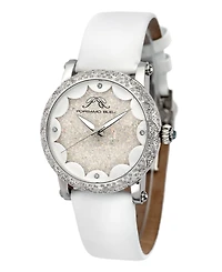 Porsamo Bleu Women's Genevieve Topaz Satin Covered Leather Band Watch