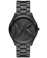 Michael Kors Women's Slim Runway Three-Hand Black Stainless Steel Watch 42mm