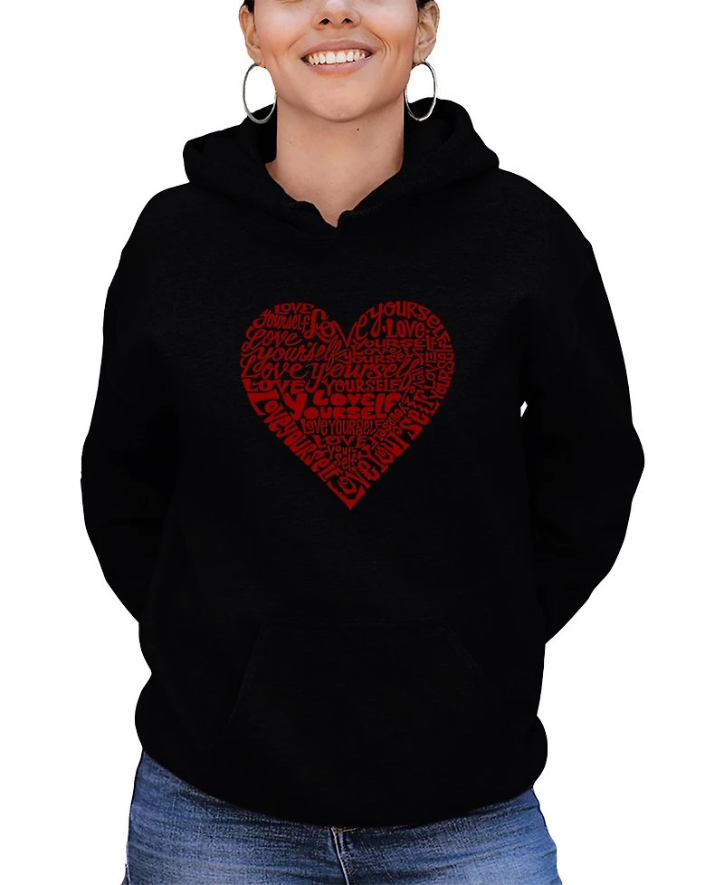 La Pop Art Women's Love Yourself Word Hooded Sweatshirt