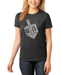 La Pop Art Women's Hanukkah Dreidel Premium Blend Word Short Sleeve T-shirt