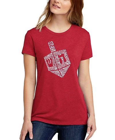 La Pop Art Women's Hanukkah Dreidel Premium Blend Word Short Sleeve T-shirt