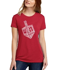 La Pop Art Women's Hanukkah Dreidel Premium Blend Word Short Sleeve T-shirt