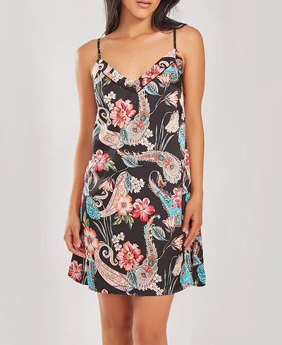 iCollection Women's Silky Soft Short Printed Chemise Nightgown