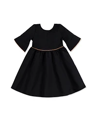 Hope & Henry Big Girls Ruffle Sleeve Ponte Dress with Suede Detail