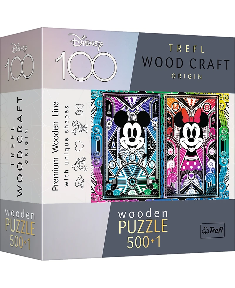 Trefl Wood Craft 500 +1 Piece Wooden Puzzle - Disney's Mickey & Minnie Mouse