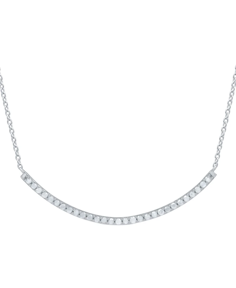 Marsala Diamond Curved Bar 16" Collar Necklace (1/4 ct. t.w.) in Sterling Silver