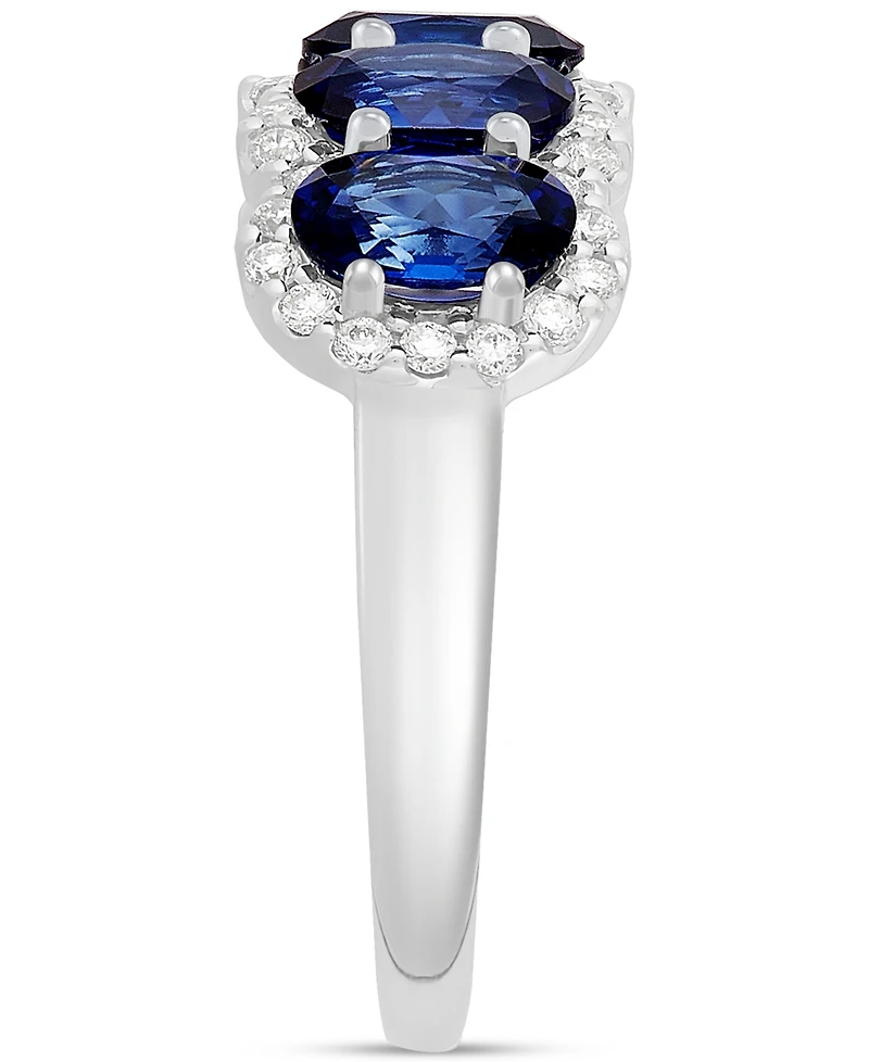 Grown With Love Lab Sapphire (3-1/4 ct. t.w.) & Diamond (1/3 Five Stone Oval Ring 14k White Gold