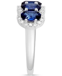 Grown With Love Lab Sapphire (3-1/4 ct. t.w.) & Diamond (1/3 Five Stone Oval Ring 14k White Gold