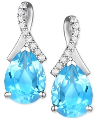 Amethyst (1-7/8 ct. t.w.) & Lab-Grown White Sapphire (1/10 Pear Swirl Stud Earrings 14k Gold-Plated Sterling Silver (Also Additional G