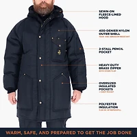 RefrigiWear Men's Iron-Tuff Ice Parka Insulated Winter Jacket, -50°F Comfort Rating, Water-Resistant & Windproof