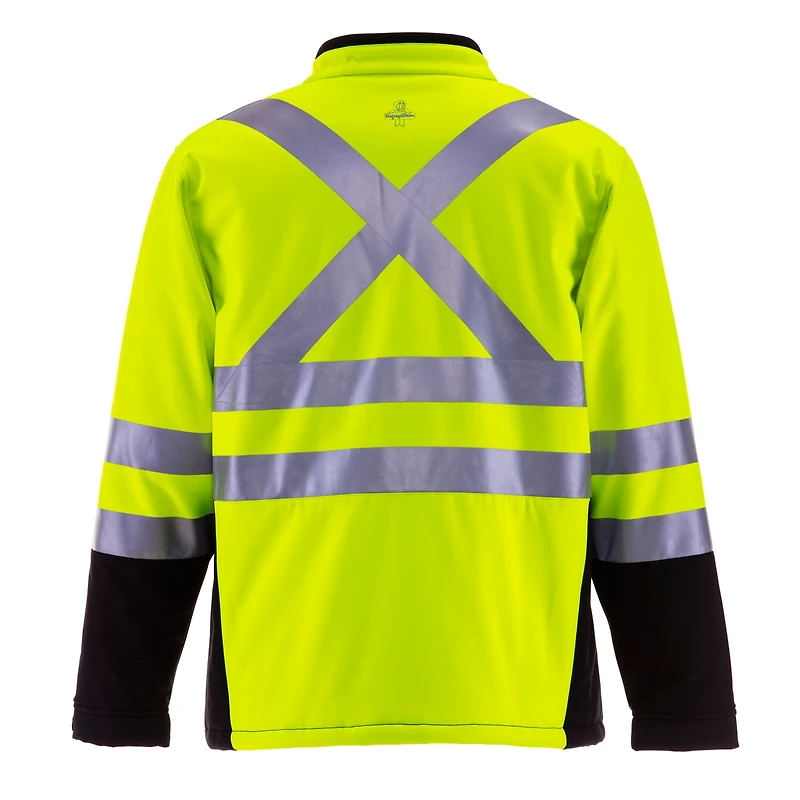 RefrigiWear Men's HiVis Insulated Softshell Jacket - High-Visibility, Warm Work Coat, Water-Repellent, Windproof, Reflective Safety Gear