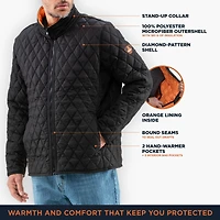 RefrigiWear Men's Lightweight Diamond Quilted Jacket Versatile Fall Jacket, Warm Layered Outerwear