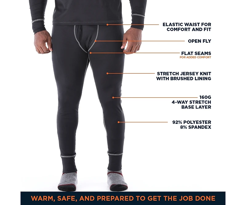 RefrigiWear Men's Lightweight Base Layer Bottom - Ultimate Flexibility & Warmth for All Seasons
