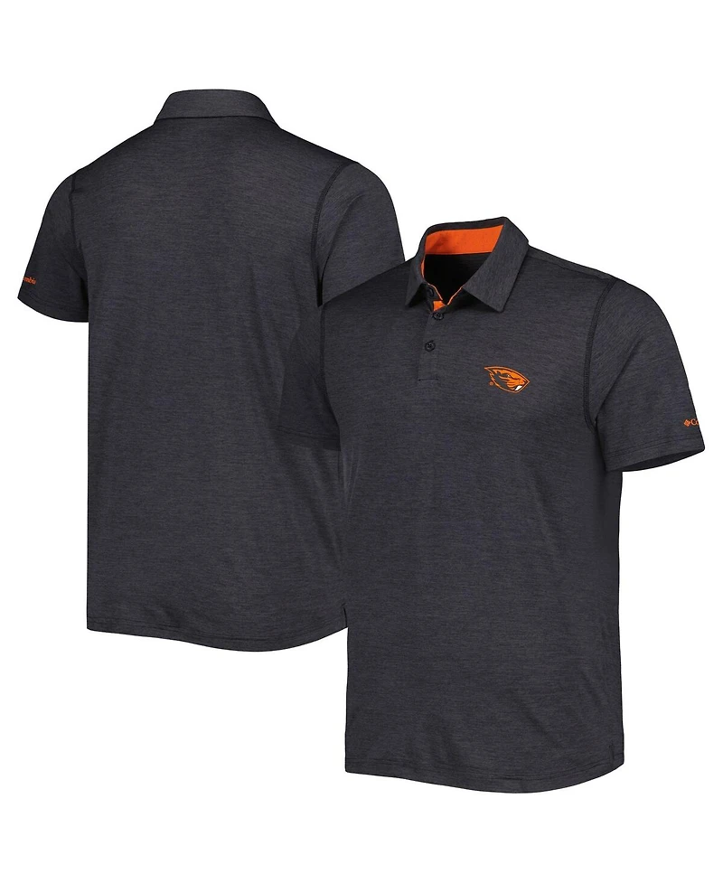 Men's Columbia Black Oregon State Beavers Tech Trail Omni-Shade Polo Shirt