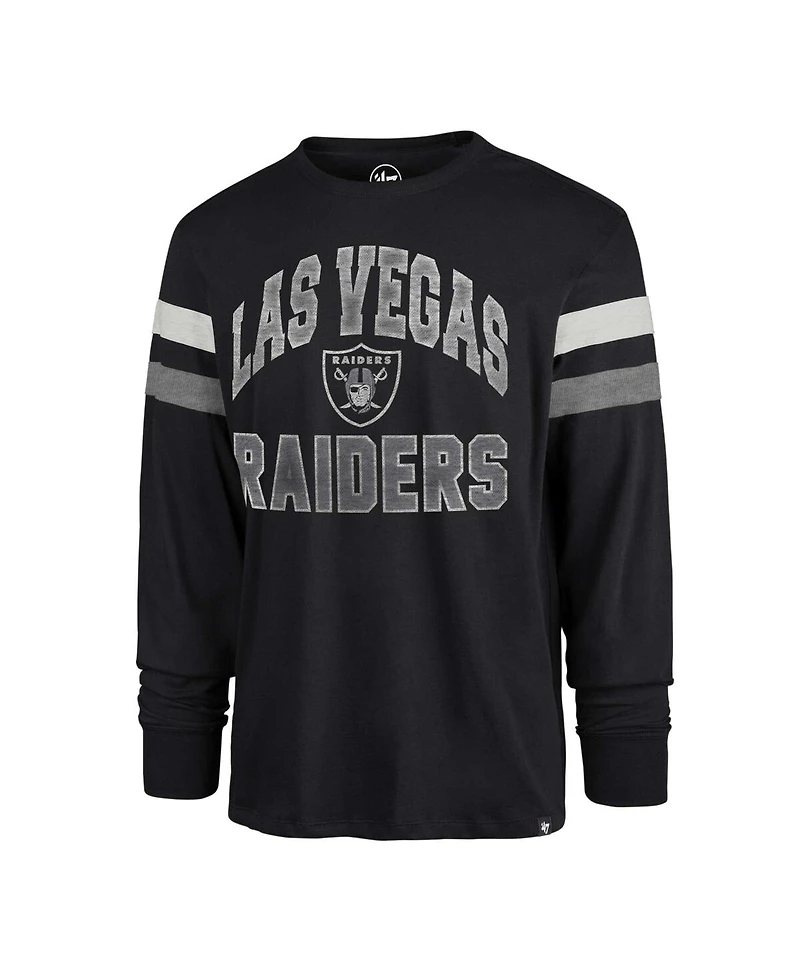 Men's '47 Brand Black Distressed Las Vegas Raiders Irving Long Sleeve T-shirt