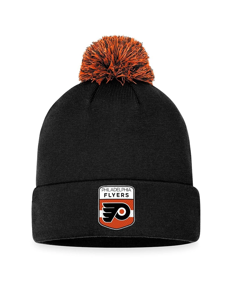 Men's Fanatics Black Philadelphia Flyers 2023 Nhl Draft Cuffed Knit Hat with Pom