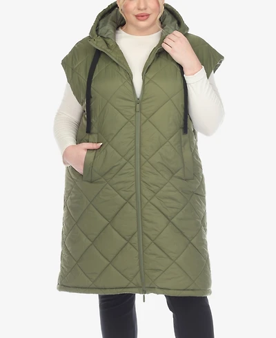 White Mark Plus Diamond Quilted Hooded Puffer Vest
