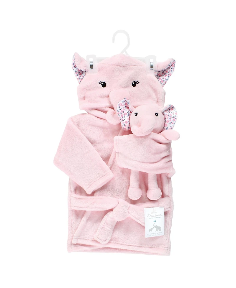 Little Treasure Baby Girls Treasure Soft After-Bath Wrap & Toy Companion Set