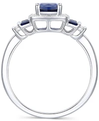 Lab-Grown Opal (3/8 ct. t.w.) & White Sapphire (1/6 Statement Ring 14k Rose Gold-Plated Sterling Silver (Also Ruby