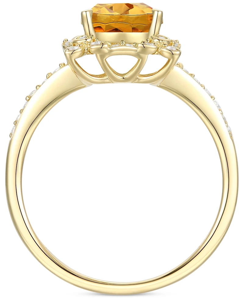 Amethyst (1-1/3 ct. t.w.) & Lab-Grown White Sapphire (1/4 Halo Ring 14k Gold-Plated Sterling Silver (Also Additional Gemstones)