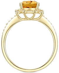 Amethyst (1-1/3 ct. t.w.) & Lab-Grown White Sapphire (1/4 Halo Ring 14k Gold-Plated Sterling Silver (Also Additional Gemstones)