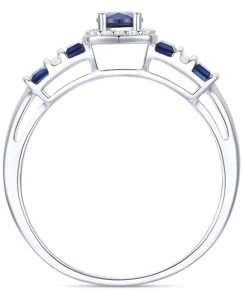 Lab-Grown Ruby (5/8 ct. t.w.) & Lab-Grown White Sapphire (1/10 ct. t.w.) Halo Statement Ring in 14k Gold-Plated Sterling Silver (Also in Lab-Grown Blu