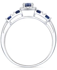Lab-Grown Ruby (5/8 ct. t.w.) & Lab-Grown White Sapphire (1/10 ct. t.w.) Halo Statement Ring in 14k Gold-Plated Sterling Silver (Also in Lab-Grown Blu