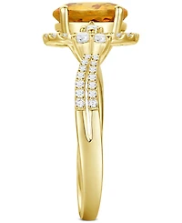 Amethyst (1-1/2 ct. t.w.) & Lab-Grown White Sapphire (1/2 Halo Statement Ring 14k Gold-Plated Sterling Silver