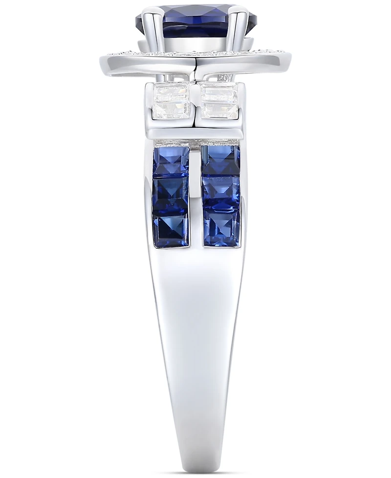 Lab-Grown Emerald (7/8 ct. t.w.) & White Sapphire (1/3 Statement Ring 14k Gold-Plated Sterling Silver (Also Additional Gemst