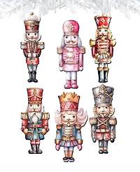 Designocracy Nutcrackers Christmas Wooden Clip-On Ornaments Set of 6 G. DeBrekht
