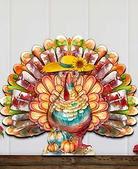 Designocracy Holiday Door Decor Wooden Door Hanger Autumn Turkey G. DeBrekht