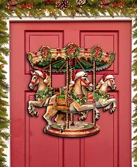 Designocracy Christmas Carousel Christmas Wooden Wall Decor Door Decor G. DeBrekht