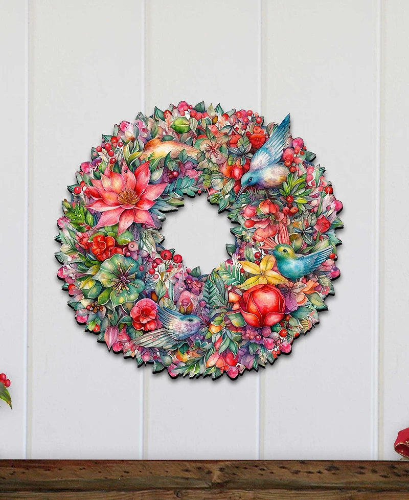 Designocracy Holiday Wooden Door Decor Wall Decor Summer Blooms Wreath G. DeBrekht