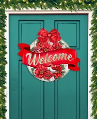 Designocracy Christmas Wreath Christmas Wooden Door Decor Welcome Sign G. DeBrekht