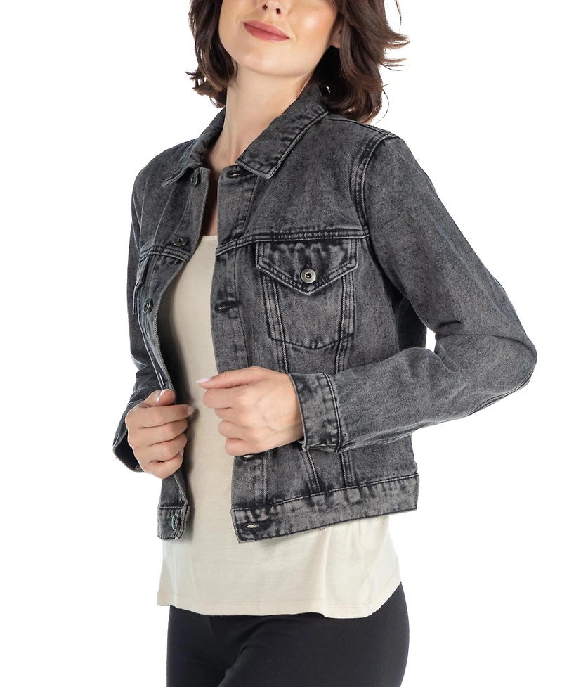 24seven Comfort Apparel Women's Timeless Denim Jacket