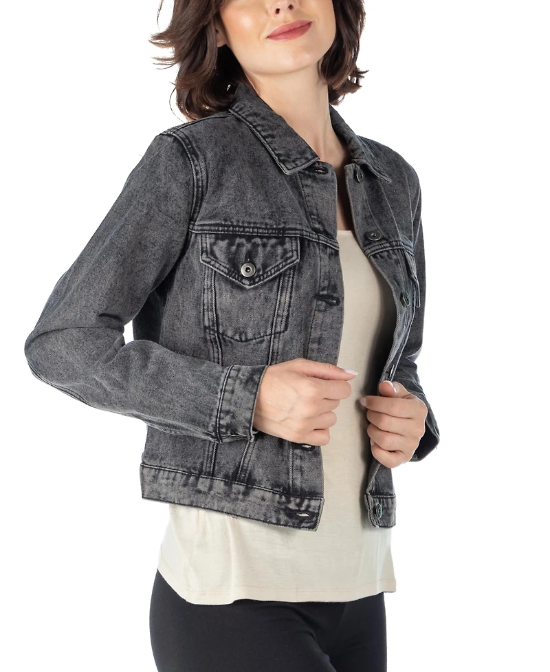 24seven Comfort Apparel Women's Timeless Denim Jacket