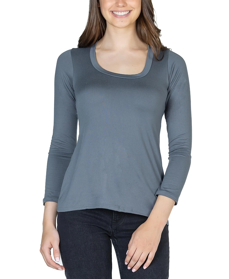 24seven Comfort Apparel Women's Long Sleeve Scoop Neck Top