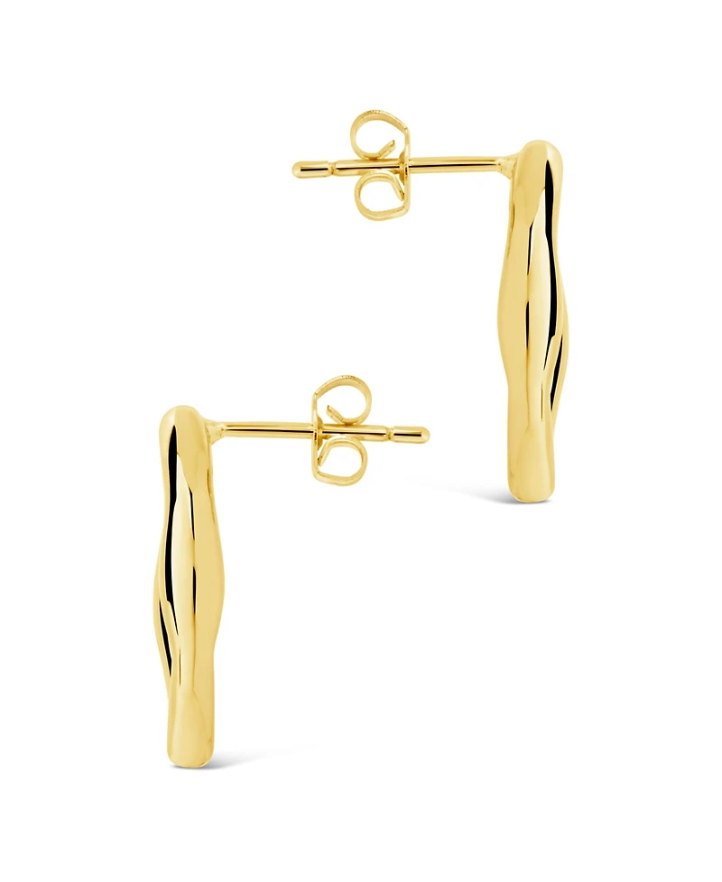 Sterling Forever 14K Gold Plated or Rhodium Oval Sharee Studs Earrings