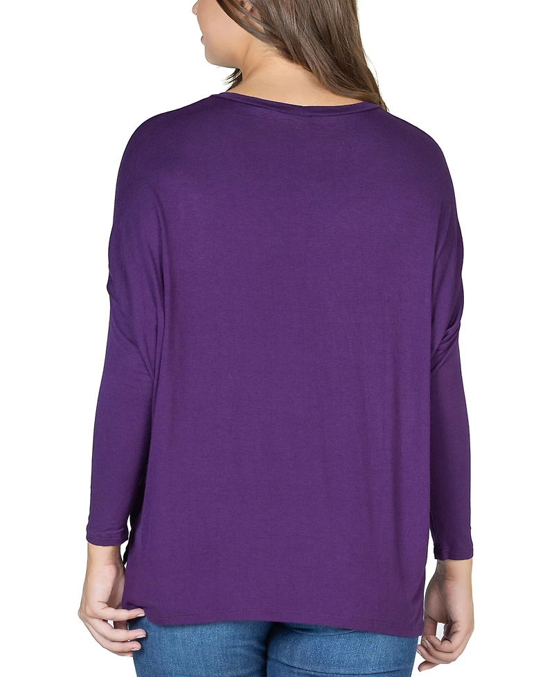 24seven Comfort Apparel Women's Long Sleeve Oversized Dolman Top