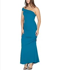 24seven Comfort Apparel Women's Party One Shoulder Rouched Maxi Dress