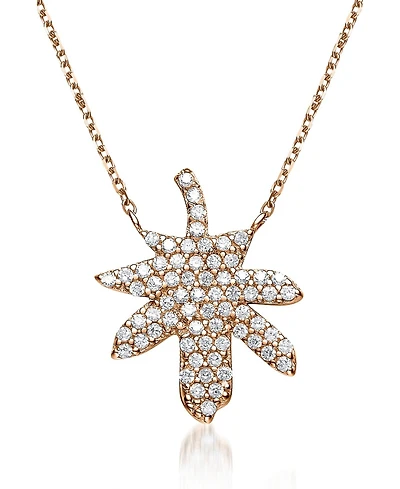 Sterling Silver White Cubic Zirconia Stones Maple Leaf Pendant