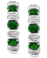 Effy Emerald (1-1/6 ct. t.w.) & Diamond (1/20 Extra Small Hoop Earrings Sterling Silver, 0.33" (Also available Ruby and Sapphire)