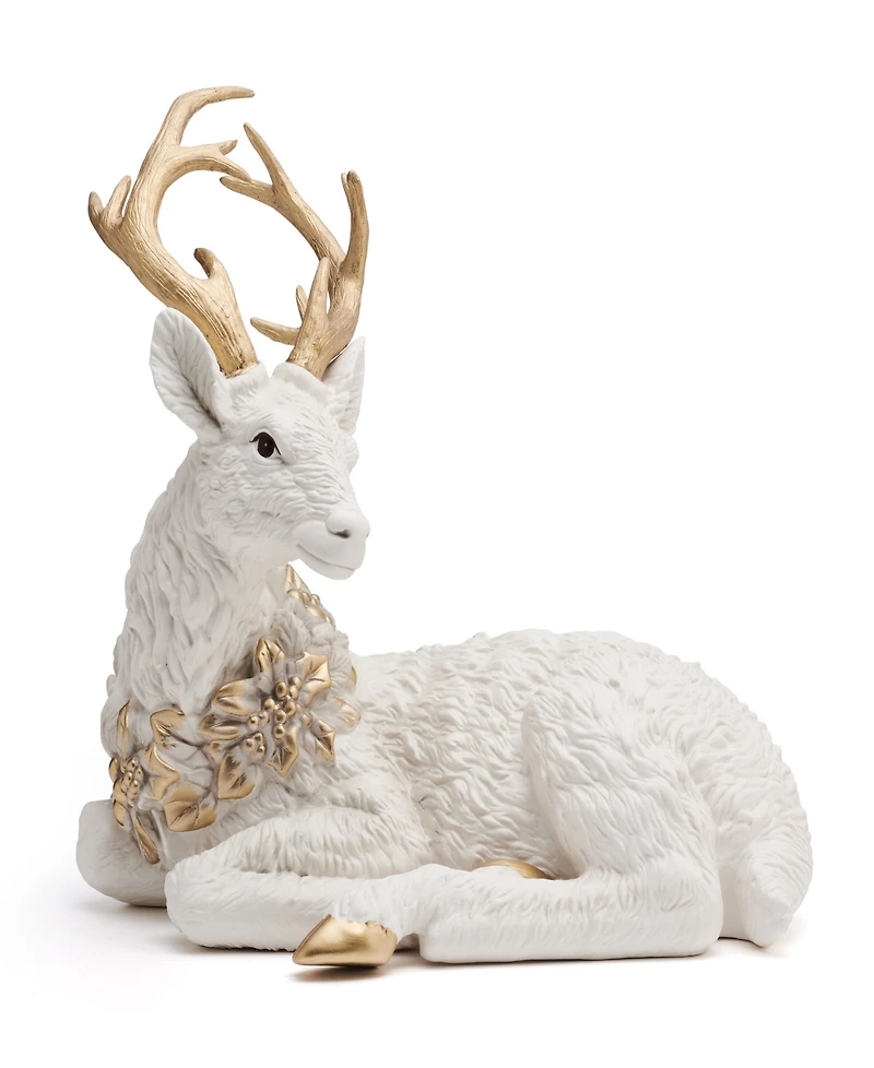 Fitz and Floyd Bonita Resting Deer Figurine, 10.5-inch